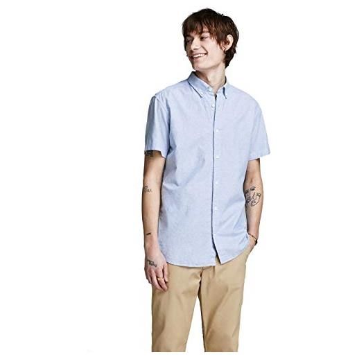 Jack & jones jjesummer shirt s/s sts camicia, blu (infinity fit: slim fit), small uomo