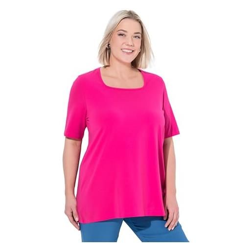 Ulla Popken maglietta da donna, linea a, scollo carree, mezza manica, rosa fucsia, 20-22