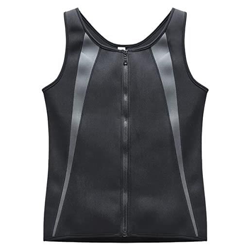 AAOCLO gynecomastia compress zipper vest, canotta a compressione da uomo con cerniera, tette dimagranti da uomo a forma di usura appiattiscono l'intero addome (b, l)