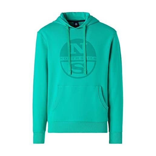 North sails hoodie sweatshirt w/graphic felpa con cappuccio, emerald, x-large uomo