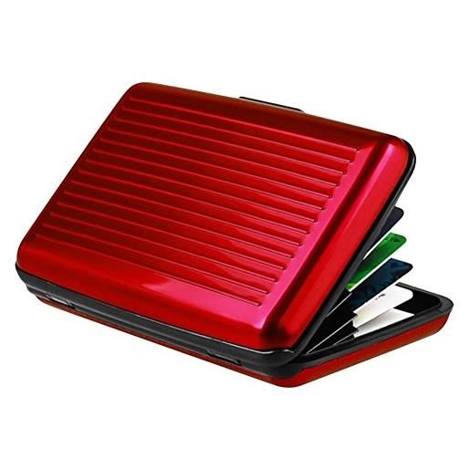 LNIMIKIY - custodia per carte di credito, in alluminio, anti-scan wallet, rosso (colore: rosso), taglia unica