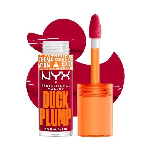Nyx professional makeup gloss rimpolpante, altamente pigmentato, volume immediato e duraturo, arricchito con zenzero piccante, duck plump, tonalità: hall of flame, 6,8 ml