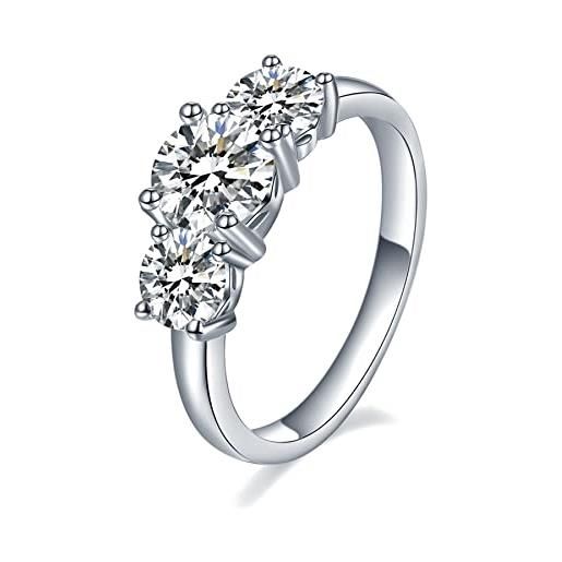 Mejewri moissanite - anelli di fidanzamento da donna, con tre pietre in argento sterling 925, 2 carati, anelli h-v, moissanite