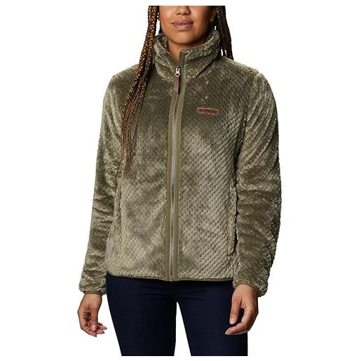 Columbia fire side ii faux sherpa con zip intera maglione pullover, colore: verde pietra, medium donna
