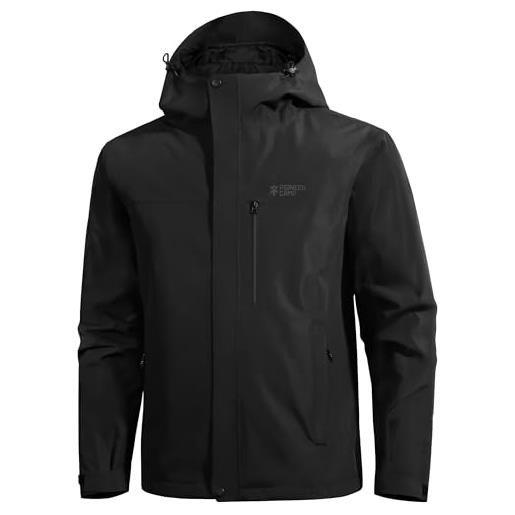 Pioneer Camp giacca impermeabile traspirante da uomo con cappuccio 4 tasche, nero , l