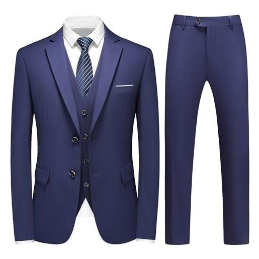 KUDMOL abito da uomo 3 pezzi suit slim fit business wedding abiti per uomo giacca blazer e panciotto e pantaloni(nero, l)