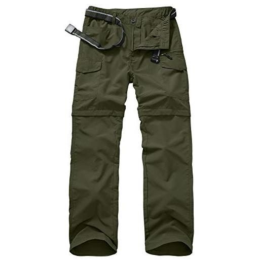 Jessie Kidden - pantaloni cargo da uomo, estivi, leggeri, impermeabili, convertibili, ad asciugatura rapida, per lavoro, escursionismo, passeggiate 6055 verde militare w34
