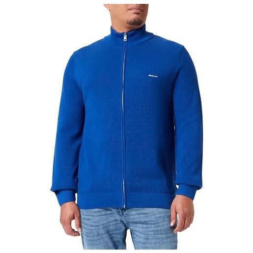 GANT cotton pique zip cardigan maglione, college blue, 2xl uomo