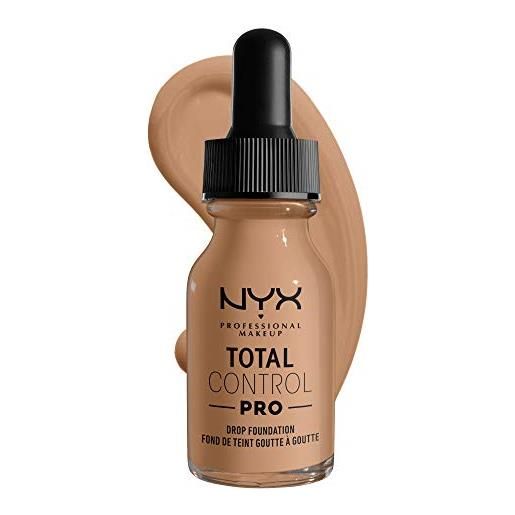 Nyx professional makeup fondotinta total control pro drop, dosaggio preciso, copertura personalizzabile e modulabile, formula vegana, finish come una seconda pelle, 13 ml, tonalità: classic tan