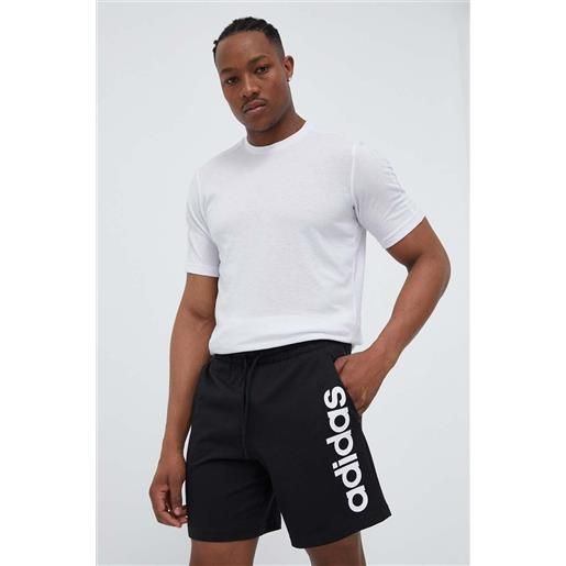 Pantaloncini shorts uomo adidas essentials single jersey linear nero con tasche ic0062