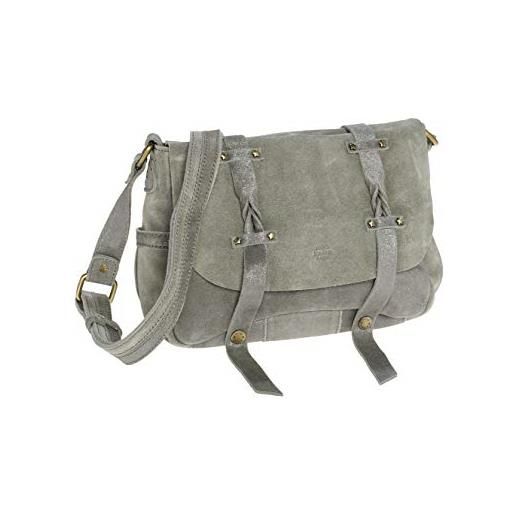 Mila Louise borsa da donna oless x menta borsetta rivetto chiodo bess besace pelle bi band tri glitter metallis mila, grigio, taglia unica eu, grigio, taglia unica