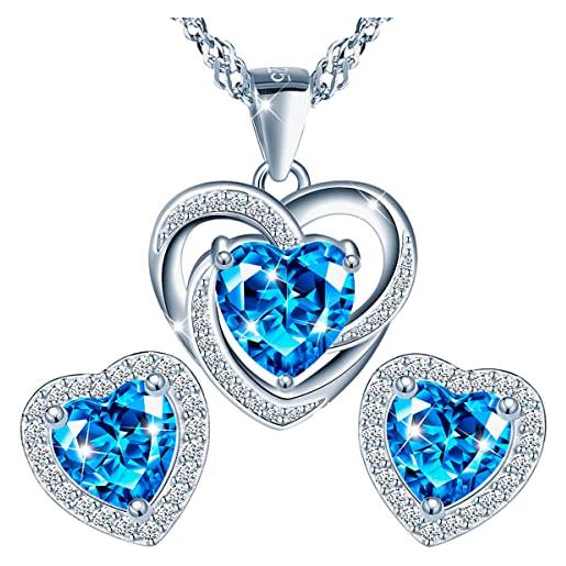 MŚ 1997 MENNICA ŚWIDNICKA set di gioielli a forma di cuore, in argento 925, con zirconi austriaci, gioielli per donne e ragazze, orecchini pendenti e collana, ideali come regalo per donne, orecchini con cristalli di marca, 
