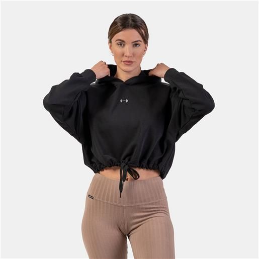NEBBIA ženski loose fit hoodie crop iconic black