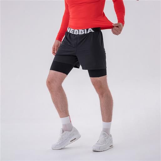 NEBBIA men's shorts double-layer black
