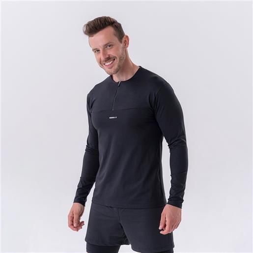 NEBBIA men's t-shirt long-sleeve layer up black