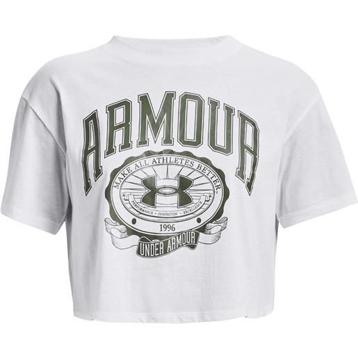 Under Armour women's t-shirt ua collegiate crest crop ss white