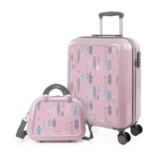 ITACA - set valigia media e valigia bagaglio a mano. Set valigie rigide per viaggi aereo - set trolley valigia rigida - set valigie rigide con lucchetto 703550b, piume