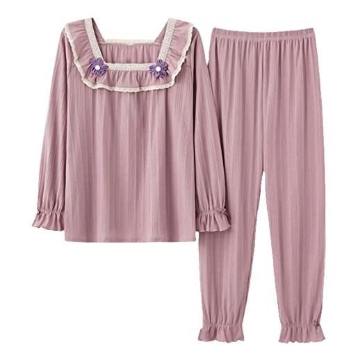 N\H nh autunno pigiama completa donne collare quadrato principessa sleepwear pigiama femminile