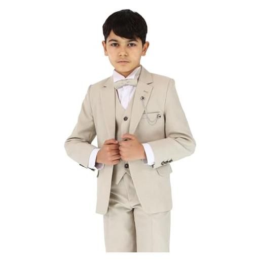 SIRRI abito formale 6 pezzi testurizzato da ragazzo - vestibilità slim per paggetto, matrimonio, comunione, età 4 anni