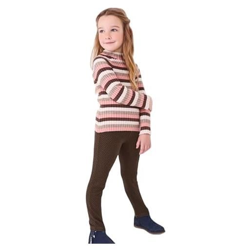 Mayoral completo bambina 4 anni - 104 cm in morbida viscosa invernale color marrone e multicolore