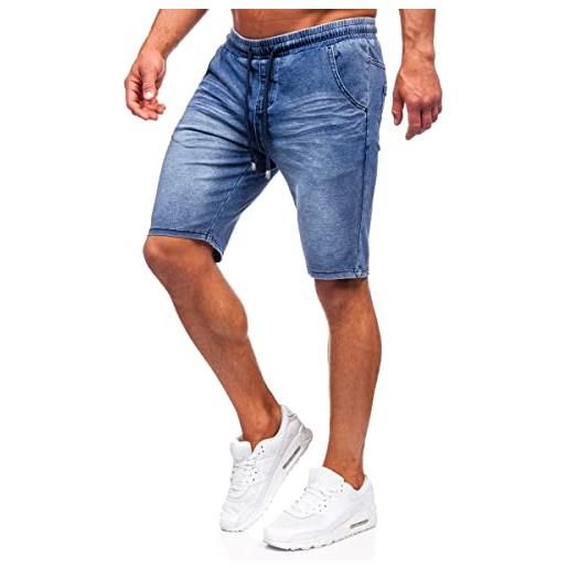 BOLF uomo pantaloni corti jeans denim strappati bermuda shorts estivi regular fit casual style mp0267bs blu scuro s [7g7]