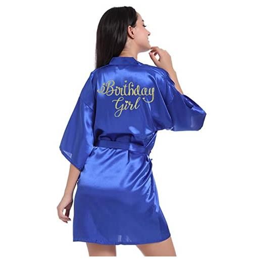 CUTYZ vestaglia da sposa compleanno girl squad robe accappatoio donne compleanno robes nightwear robes raso robe festa di compleanno-royal blue girl, xxl
