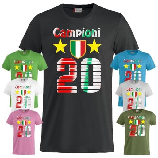 PELUSCIAMO t-shirt calcio campioni d'italia 23/2024 seconda stella 20 scudetti tifosi nero azzurri nero | da 3 anni alla 4xl maglietta in cotone ps 27431-int05