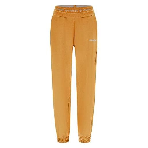 FREDDY - pantaloni sportivi felpa leggera elastico logato visibile, marrone, small