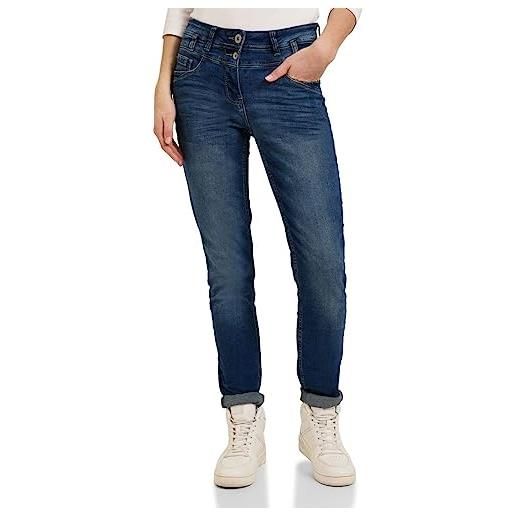 Cecil b376017 jeans slim, mid blue wash, 31w x 30l donna