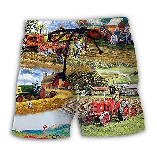 803 surf pantaloncini arte della pittura del trattore agricolo del trattore costume mare uomo asciugatura rapida uomo costumi da bagno per vacanze, estate, surf xxl