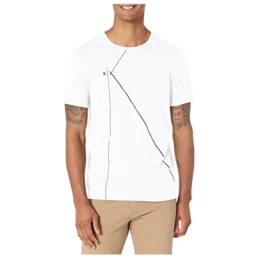 Emporio Armani armani exchange shine line-maglietta con logo t-shirt, bianco, xl uomo