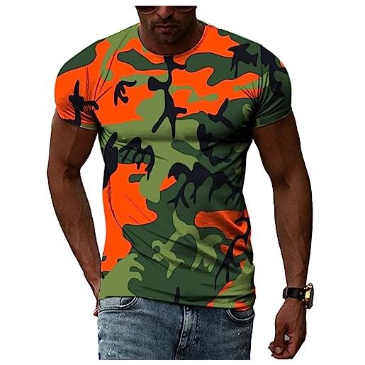 MERVOS arancione camouflage casual uomo donna t-shirt 3d stampa personalità girocollo manica corta top