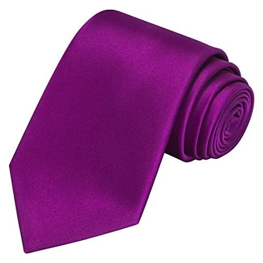 KissTies - cravatta in raso tinta unita da uomo, con confezione regalo - viola - taglia unica