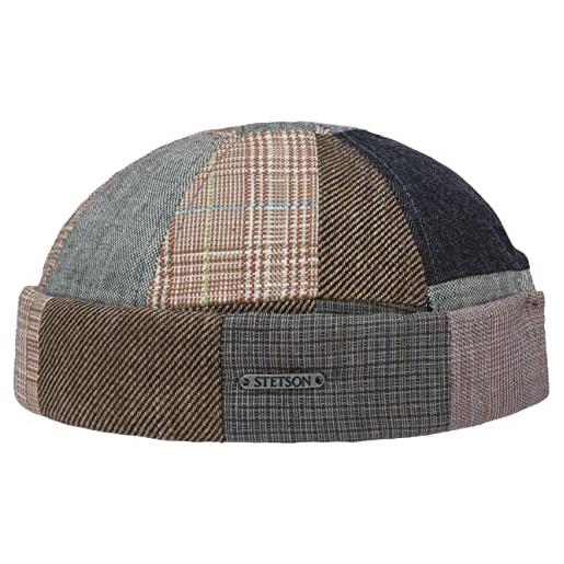 Stetson berretto docker clarson patchwork uomo - made in the eu calotta berretti lino chiusura a strappo estate/inverno - l (58-59 cm) a colori
