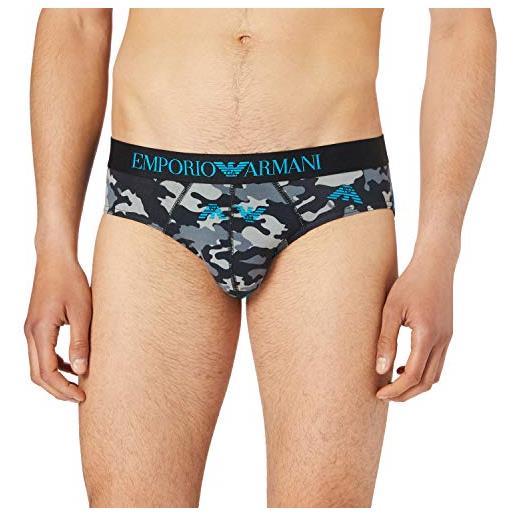 Emporio Armani underwear brief camouflage pantaloncini, black camou + eagles, m uomo