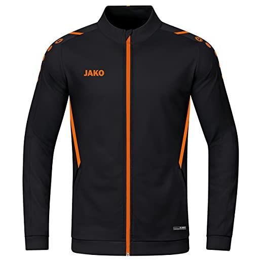 JAKO polyesterjacke giacca in poliestere challenge, nero/arancione fluo, xl uomo