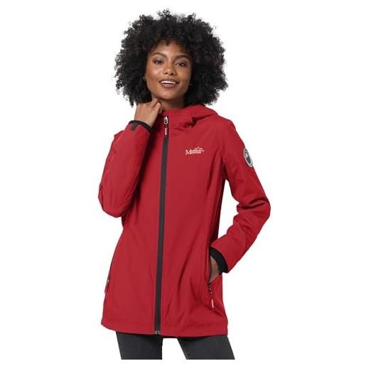 Marikoo cappotto da donna autunno inverno cappotto mezza stagione giacca lunga cappuccio b954, rosso scuro, l