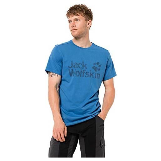 Jack Wolfskin - maglietta da uomo con logo, uomo, t-shirt, 1807261, onda blu, m