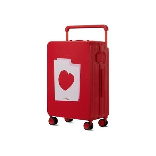 TUPLUS valigia leggera con guscio rigido con 4 ruote girevoli, custodia da viaggio con serratura tsa, serie world masterpiece, rosso, 24-inch