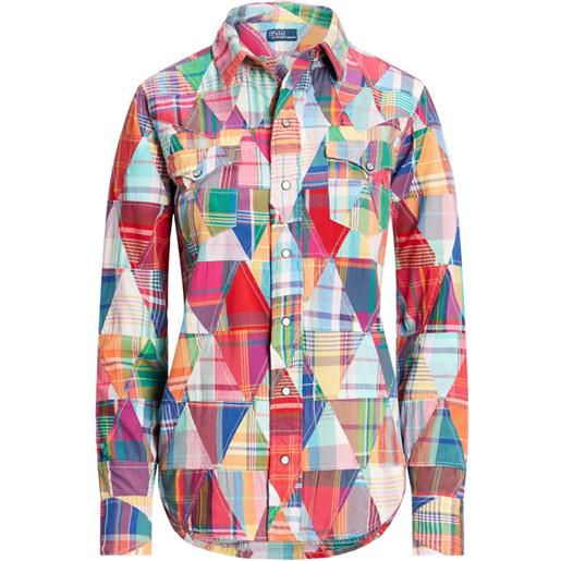 Polo Ralph Lauren camicia con design patchwork - rosso