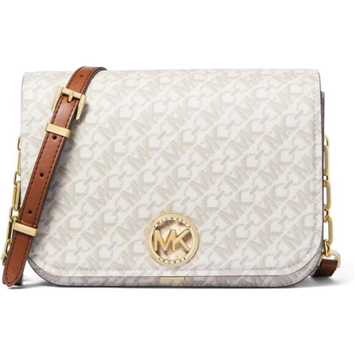 Michael Michael Kors borsa a tracolla delancey con placca logo - bianco