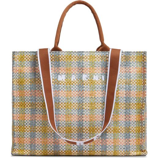 Marni borsa shopper con logo - toni neutri