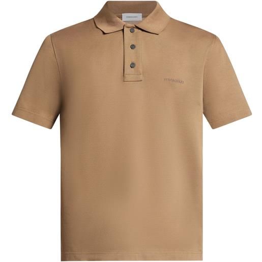 Ferragamo polo con ricamo logo - marrone