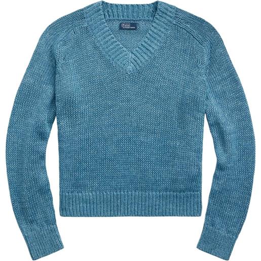 Polo Ralph Lauren maglione con scollo a v - blu