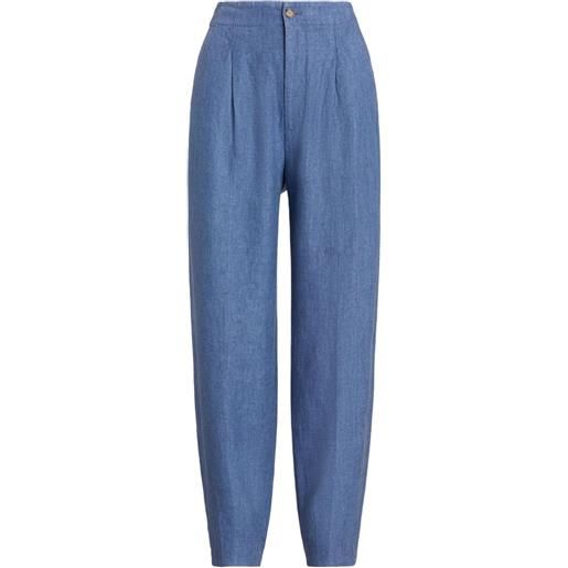 Polo Ralph Lauren pantaloni affusolati a vita alta - blu