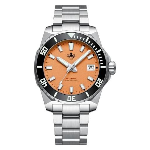 Phoibos leviathan, orologio automatico da uomo, 40 mm, 200 m, con cinturino in acciaio inox, py050g, arancione, arancione