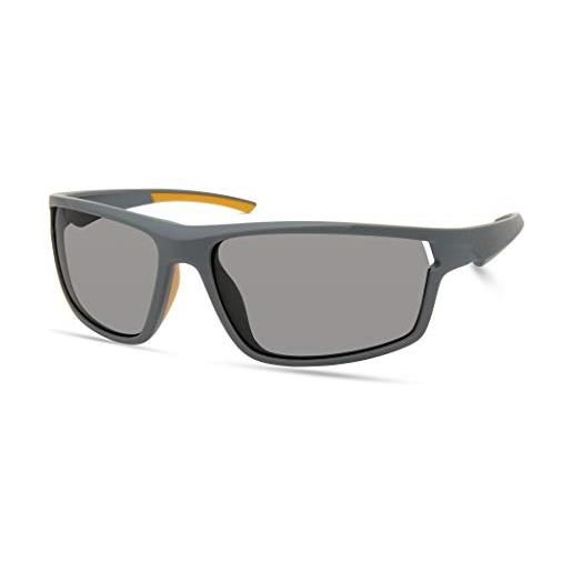 Timberland tba9271 occhiali da sole uomo, occhiali da sole casual in leggeri, forma lente rettangolare, lenti polarizzate fumo, grigio