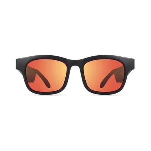 Yunseity occhiali da sole bluetooth occhiali wireless intelligenti occhiali da sole a orecchio semiaperti con cancellazione del rumore stereo per la guida in esecuzione con microfono ad alta(rosso)