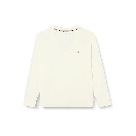 Tommy Hilfiger pullover donna jersey v-neck pullover in maglia, bianco (ecru), 50