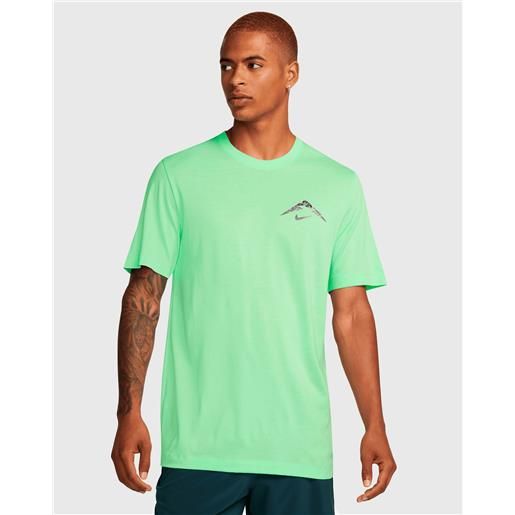 Nike t-shirt da trail running dri-fit verde uomo